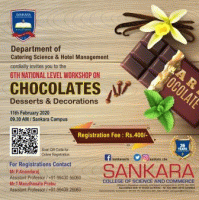 National Level Workshop on Chocolates, Desserts and Decorations 2020 Catering Workshop Poster